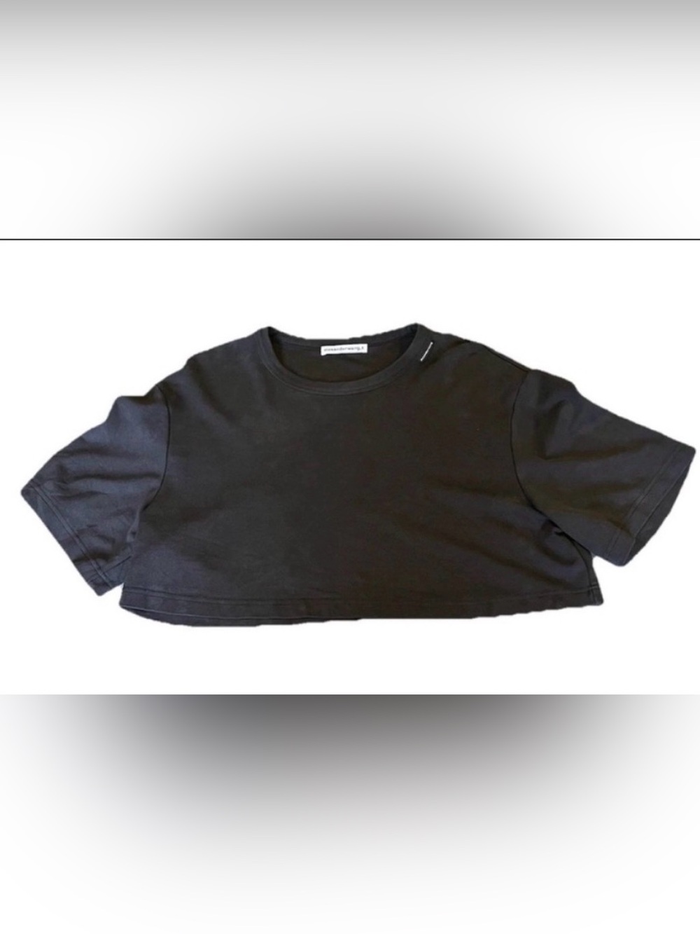 Alexander Wang T LUXURIOUS Crop top Black Crewneck boxy CUPRO blend SILKY